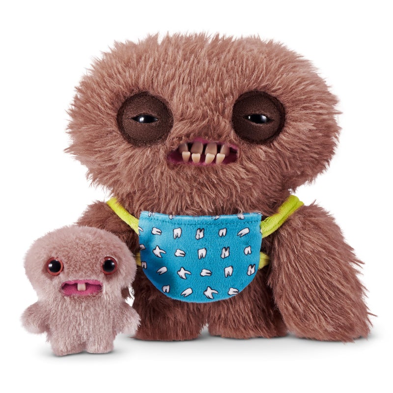 Fuggler Mini Rascals 9-inch Assortment Series 1 (Double Trouble) (Squidge (Brown - Long Pile) by ZURU, Funny Ugly Monster Plush Toy - Image 1