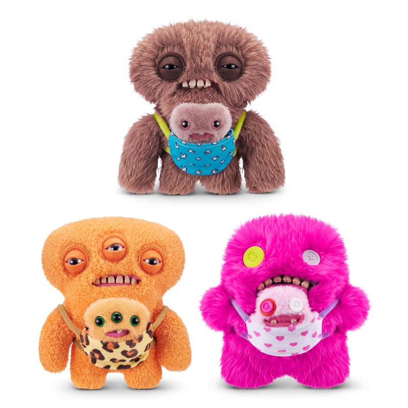 Fuggler Mini Rascals 9-inch Assortment Series 1 (Double Trouble) (Squidge (Brown - Long Pile) by ZURU, Funny Ugly Monster Plush Toy - Image 3