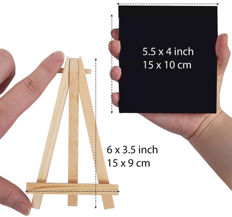 Desi Rang Wood 4 Pcs Mini Chalkboard Easel Signs For Tabletop Decor, Restaurant Food Menu Display, Small Chalk Board Message, Wedding, Catering, Coffee Café Shop Hotel Office Party Supply (5.5X4 In) - Image 3