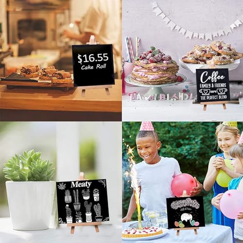 Desi Rang Wood 4 Pcs Mini Chalkboard Easel Signs For Tabletop Decor, Restaurant Food Menu Display, Small Chalk Board Message, Wedding, Catering, Coffee Café Shop Hotel Office Party Supply (5.5X4 In) - Image 5