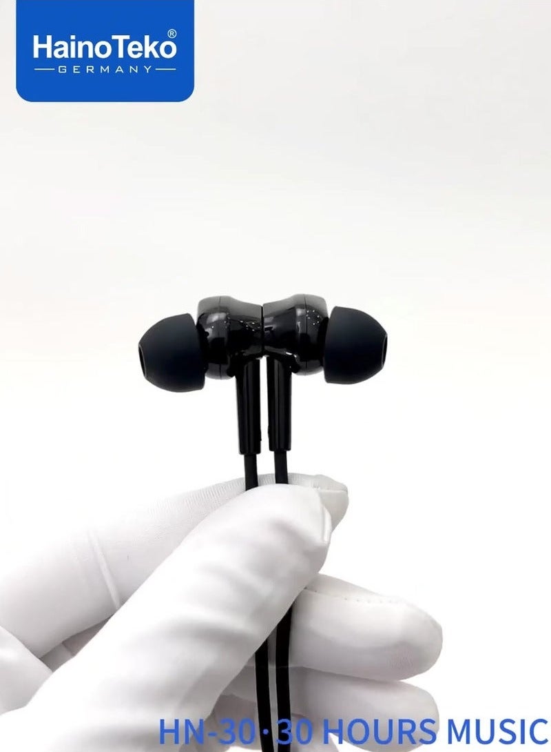 Haino Teko HN-30 Neckband Wireless Earphone | 30 Hours of Music Playback | Built-in Microphone & Button Controls | Comfortable & Stylish Black Design | Ideal for Sports, Commutes & Calls - Image 4