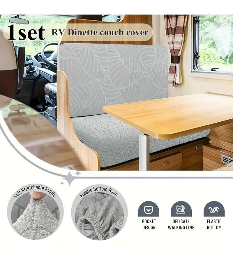 Black Elastic Car Sofa Cushion Cover Set for 2 Person RV Decoration - Image 1