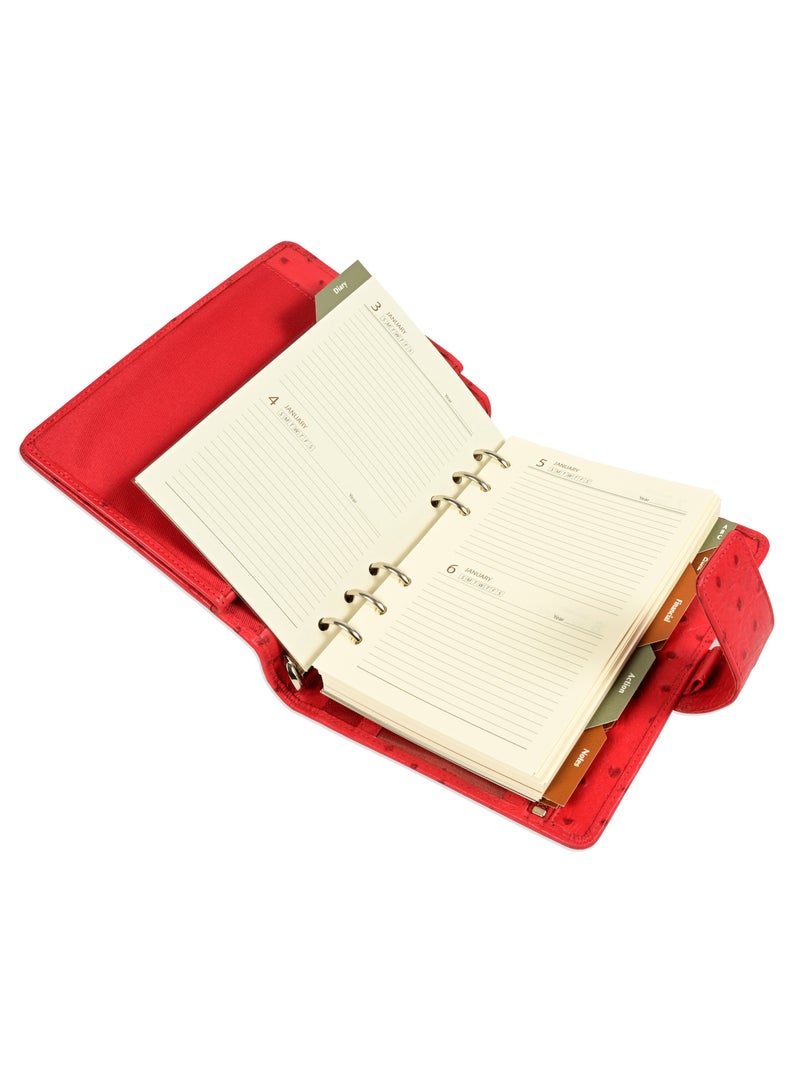 FIS® Leather Organizer  "STRUTHIO" and Activity Journal, Size : (11x17cm), Color : Red_ FSORLO4RE - Image 1