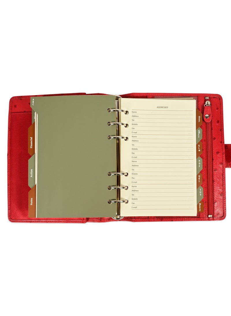 FIS® Leather Organizer  "STRUTHIO" and Activity Journal, Size : (11x17cm), Color : Red_ FSORLO4RE - Image 4