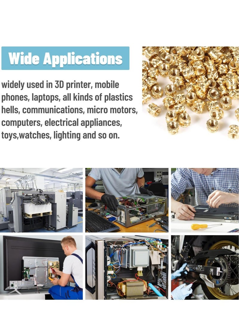 Captaintech 150 pcs 3D Printing Brass Nuts, M3x4x5mm M3 Threaded Insert Knurled Brass Nuts Female Thread Knurled Heat Embedment Nut for 3D Printing Parts Loptop Automotive Plastic Shell - Image 5