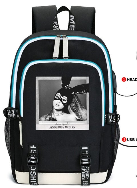 Ariana Grande Printed Backpack with USB Charging Port