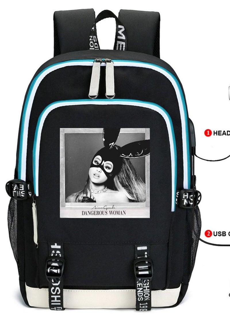 General - Ariana Grande Printed Backpack with USB Charging Port - Image 1