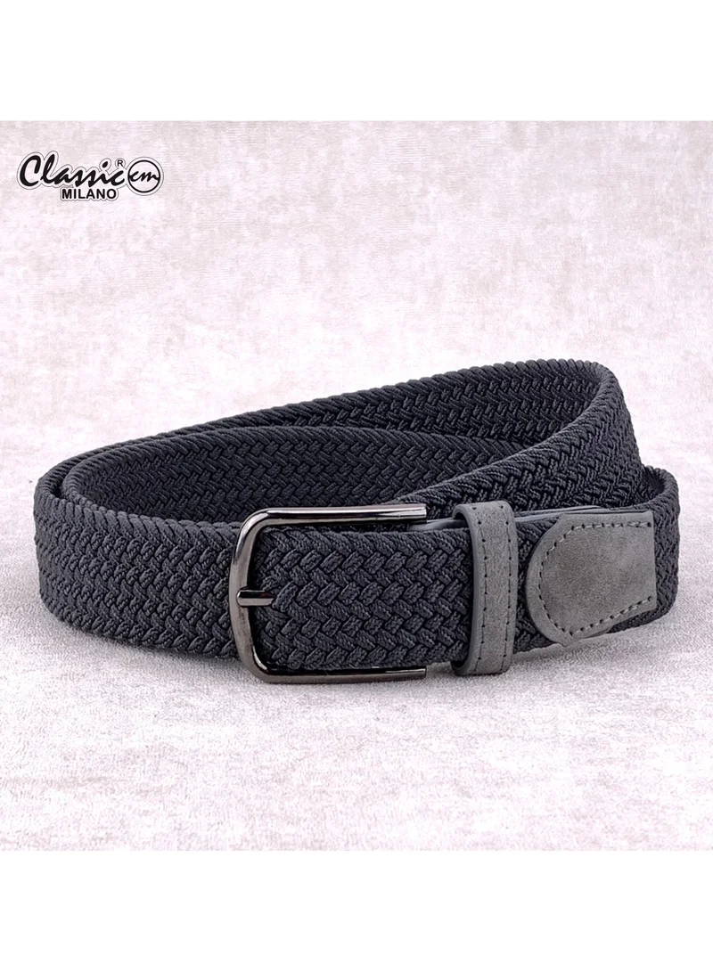 Classic Milano Braided Cotton Elastic Stretch Belt for Men & Women, Woven Canvas Web Belt with Gift Box, Adjustable Men's Belt | Full Length: 110CM (Free Size - Fits up to the waist of 40 Inches / 100 CM)