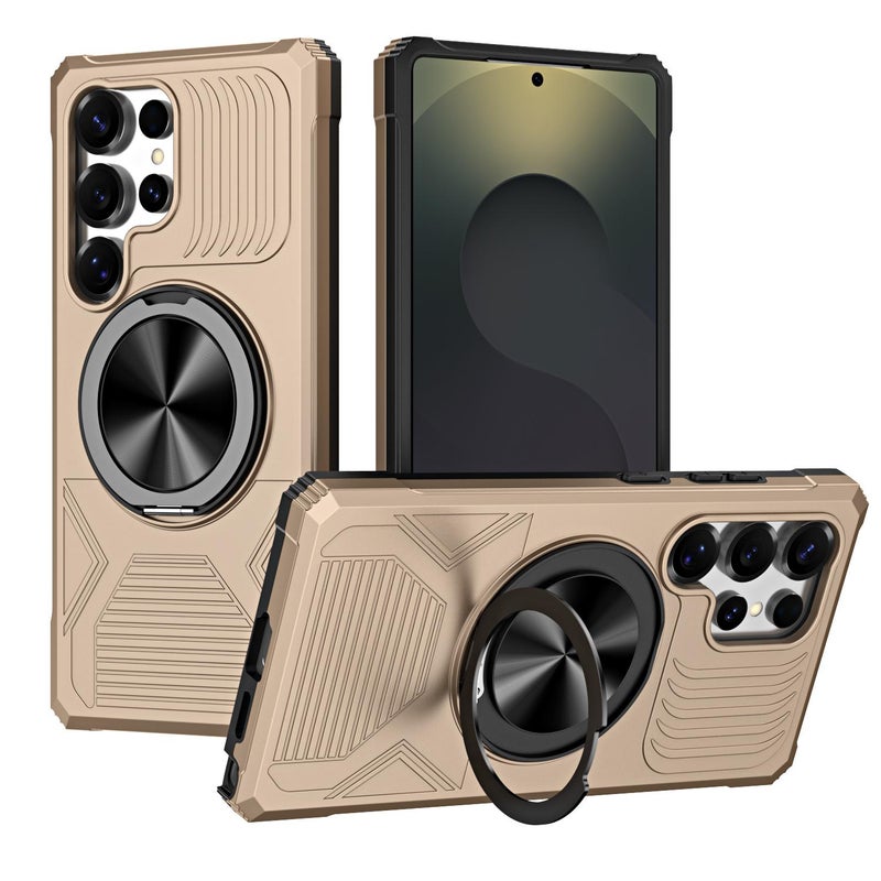 إيروريكس جراب هاتف مقاوم للصدمات من MagSafe مصنوع من سبائك دوار لهاتف Samsung Galaxy S25 Ultra 5G (ذهبي) - Image 1