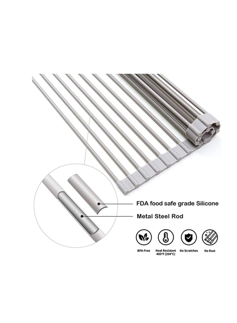 SYOSI Friusate Sink Caddy Over the Sink Multipurpose Roll-Up Dish Drying Rack - Image 3