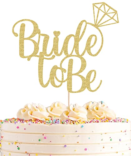 AHAORAY Bride To Be Cake Topper Gold Glitter Bridal Shower Cake Decoration Supply Bridal Wedding Engagement Party Decoration Photo Prop - Image 1