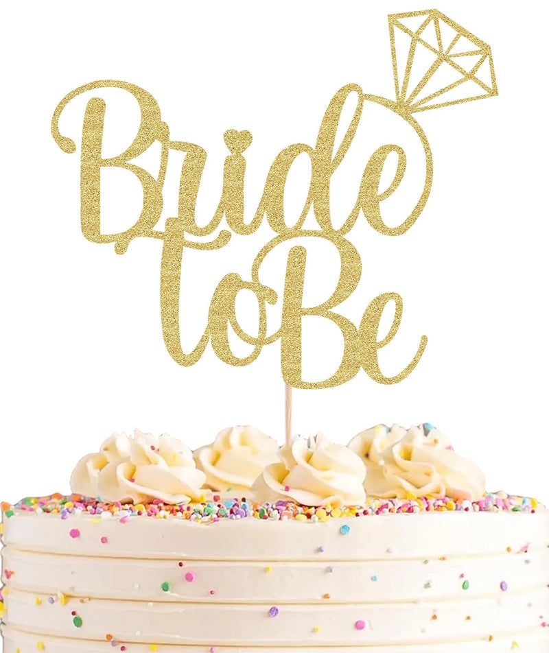 AHAORAY Bride To Be Cake Topper Gold Glitter Bridal Shower Cake Decoration Supply Bridal Wedding Engagement Party Decoration Photo Prop - Image 2