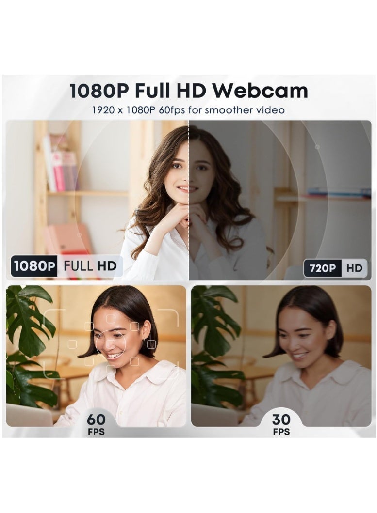 Hirospace 1080P Webcam with Microphone, 30 FPS Full HD Web Camera, 2 Mics Streaming Webcam, 360°Rotation Angle 110°View USB Camera for Calls/Conference/Laptop/Computer - Image 3