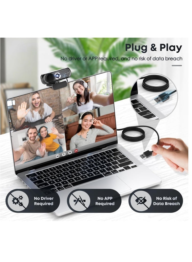 Hirospace 1080P Webcam with Microphone, 30 FPS Full HD Web Camera, 2 Mics Streaming Webcam, 360°Rotation Angle 110°View USB Camera for Calls/Conference/Laptop/Computer - Image 2