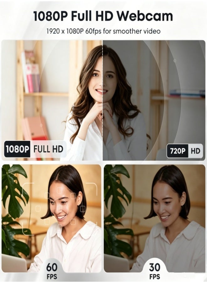 Hirospace 1080P Webcam with Microphone, 30 FPS Full HD Web Camera, 2 Mics Streaming Webcam, 360°Rotation Angle 110°View USB Camera for Calls/Conference/Laptop/Computer - Image 3