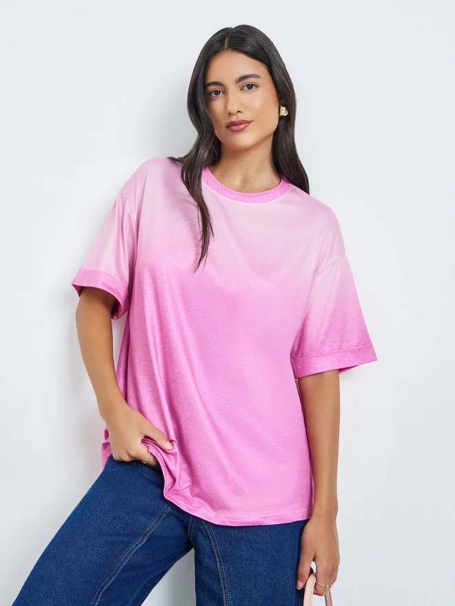 Styli Styli Pink Gradient Look Oversized T-Shirt