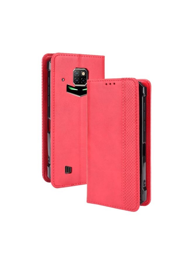 Generic Case Cover For Doogee S88 Plus / S88 Pro Magnetic Buckle Retro Crazy Horse Texture Horizontal Flip Leather Case with Holder & Card Slots & Photo Frame Red 