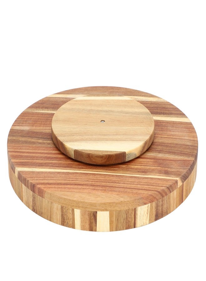 Elama 13 Inch Acacia Wood Lazy Susan Tray, Decorative Serveware, Tabletop Serving Piece (13 Inch Lazy Susan) - Image 2