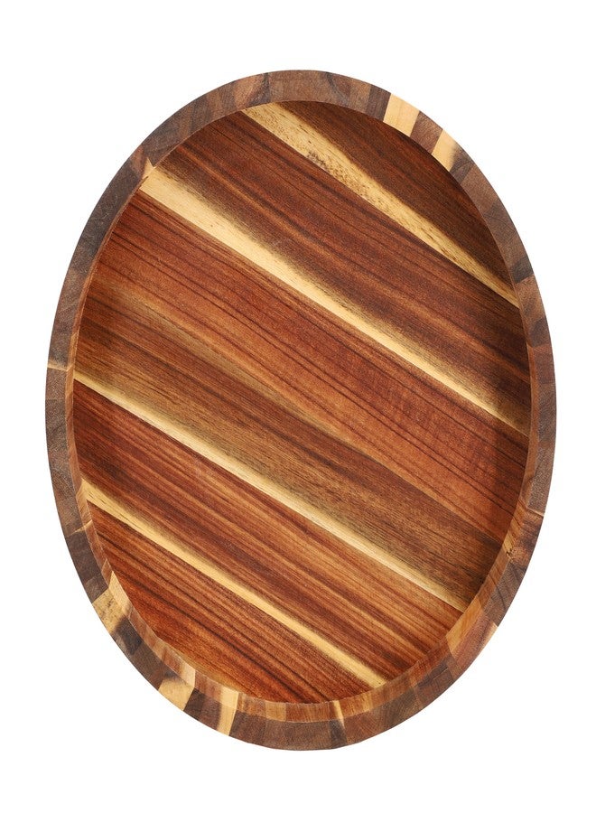 Elama 13 Inch Acacia Wood Lazy Susan Tray, Decorative Serveware, Tabletop Serving Piece (13 Inch Lazy Susan) - Image 3