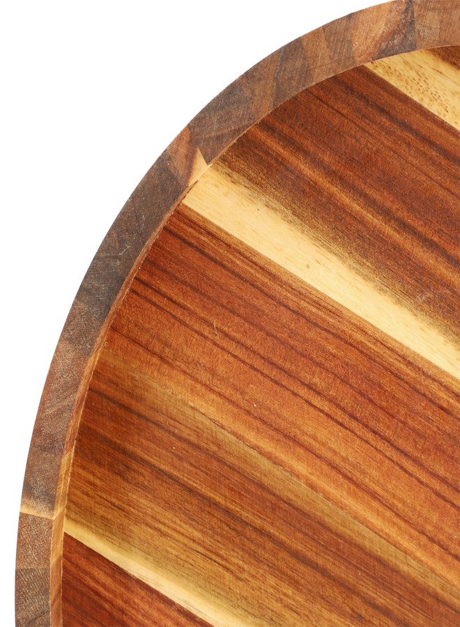Elama 13 Inch Acacia Wood Lazy Susan Tray, Decorative Serveware, Tabletop Serving Piece (13 Inch Lazy Susan) - Image 4