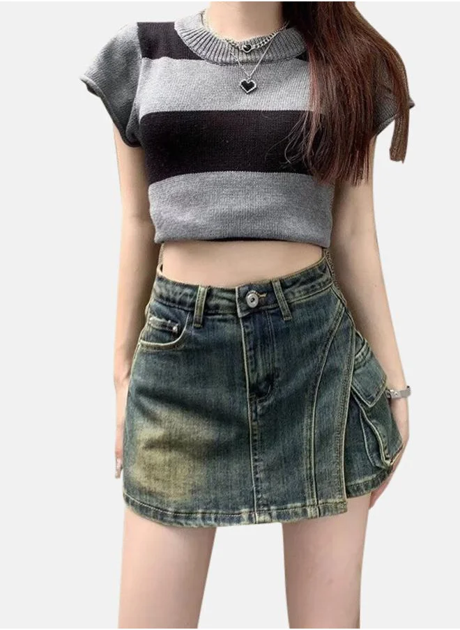 YUNIQEE Blue Slim Fit High-Rise Denim Shorts