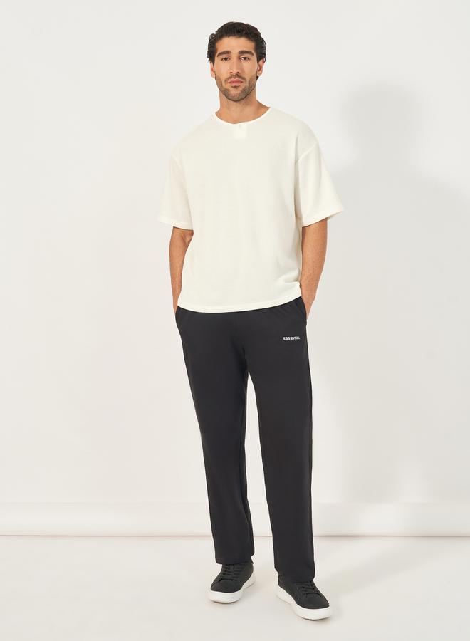 Styli Oversized Honeycomb Textured Knit T-Shirt  - Image 2
