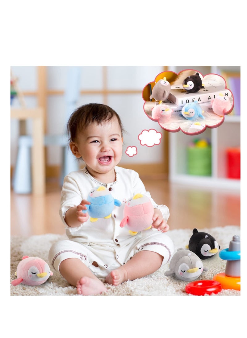 SYOSI - 4 Pieces Mini Plush Penguin Stuffed Toys Animal Cute Small Baby Penguin Stuffed Doll Penguin Plush Keychain Key Holder Bag Pendant Party Favor Present Toys for Boys Girls (Adorable Style) - Image 1
