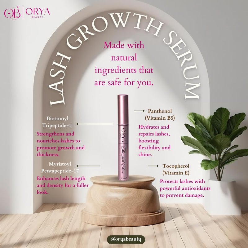 ORYA BEAUTY Advanced Eyelash Growth Serum Boosts Length Thickness Strength with 100 Natural Vegan Ingredients Nourishes Strengthens IrritationFree Lashes for Fuller Healthier Look - Image 3