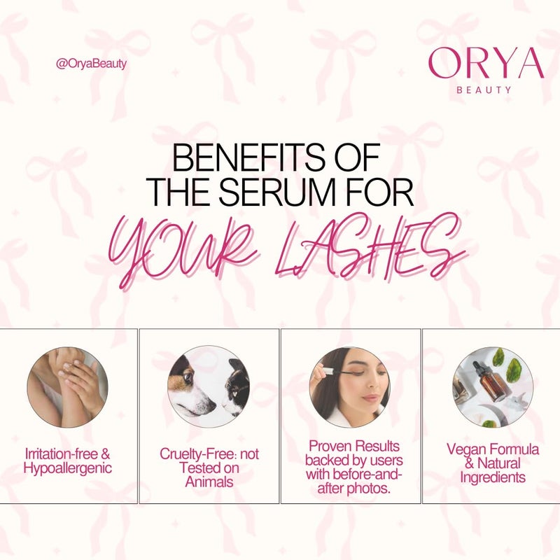 ORYA BEAUTY Advanced Eyelash Growth Serum Boosts Length Thickness Strength with 100 Natural Vegan Ingredients Nourishes Strengthens IrritationFree Lashes for Fuller Healthier Look - Image 5