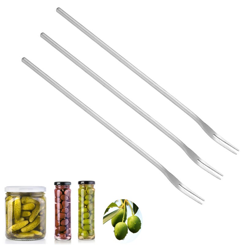 Asanta 3 PCS Pickle Fork, 8.6 Inch Pickle Forks for the Jar, Long Handle Olive Fork, Stainless Steel Cocktail Forks, Pickle Picker, Asanta Dessert Fruit Forks - Image 1