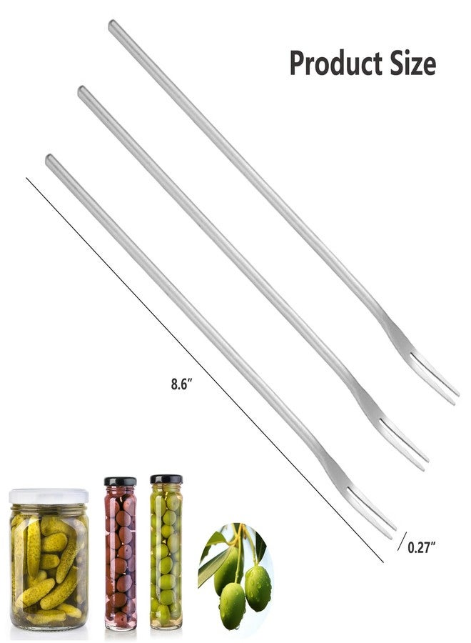 Asanta 3 PCS Pickle Fork, 8.6 Inch Pickle Forks for the Jar, Long Handle Olive Fork, Stainless Steel Cocktail Forks, Pickle Picker, Asanta Dessert Fruit Forks - Image 2