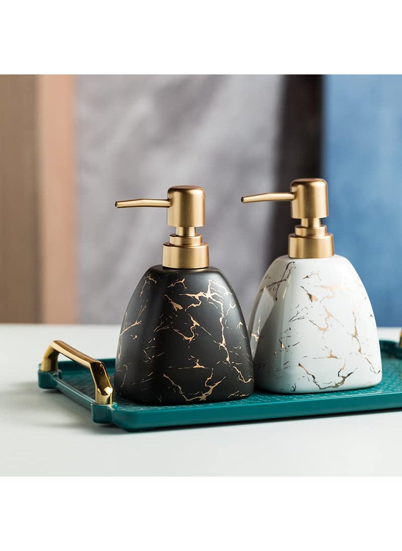 FabSeasons - FabSeasons Soap Dispenser with Pump, Italian Marble Pattern Dispensar Bottle for Liquid soap, Lotions and Oil, Black - Image 1
