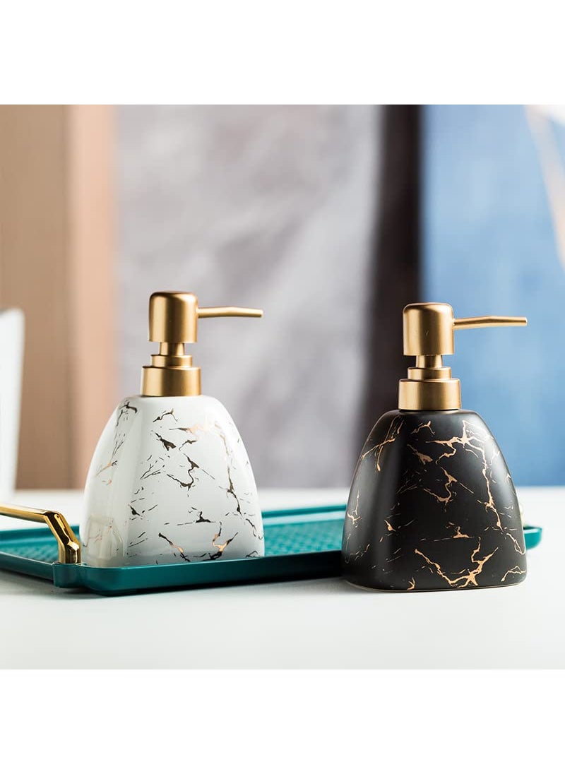 FabSeasons - FabSeasons Soap Dispenser with Pump, Italian Marble Pattern Dispensar Bottle for Liquid soap, Lotions and Oil, Black - Image 1
