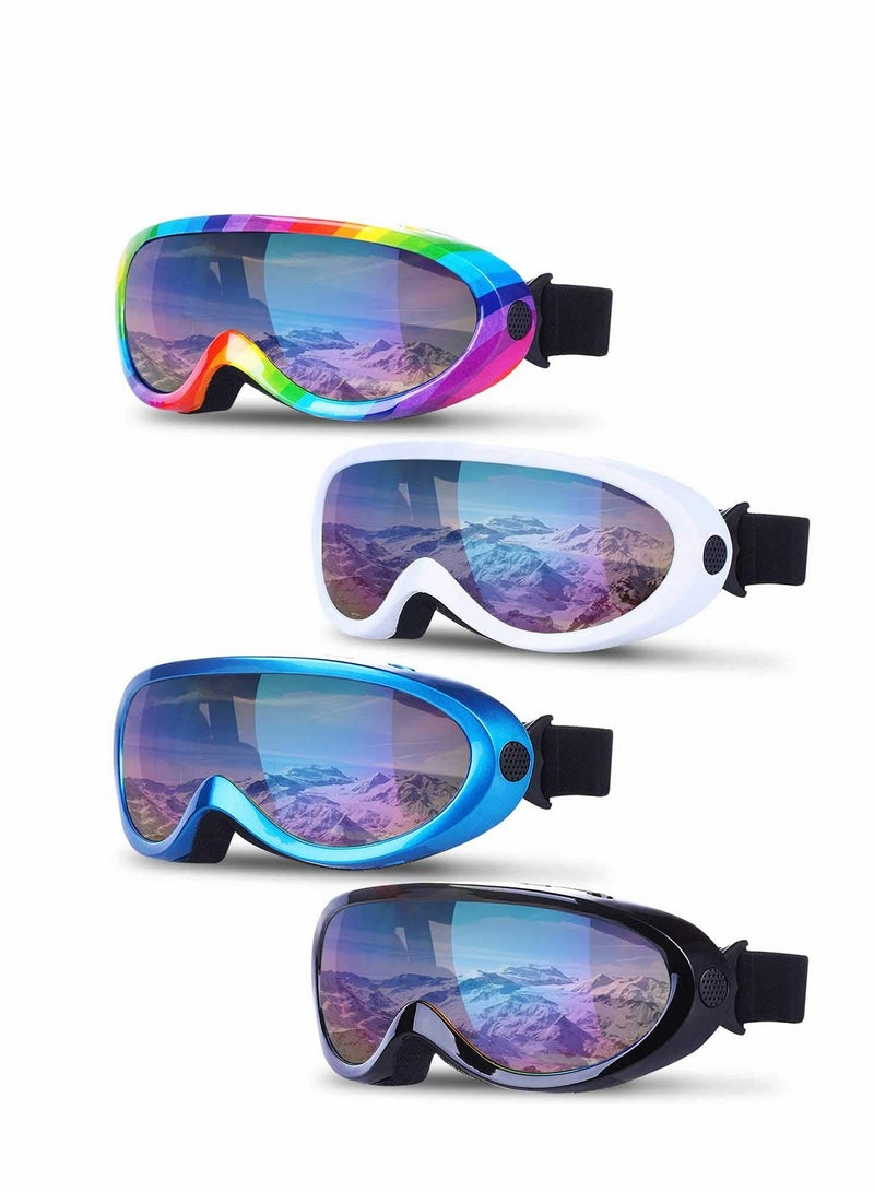 Excefore 4 Pack Ski Snowboard Goggles Anti Fog Glare Adjustable Strap Snow Goggles for Men Women Kids Youth Winter Outdoor Sport Skiing, Snowboarding, Skating, Motorcycling - Image 1