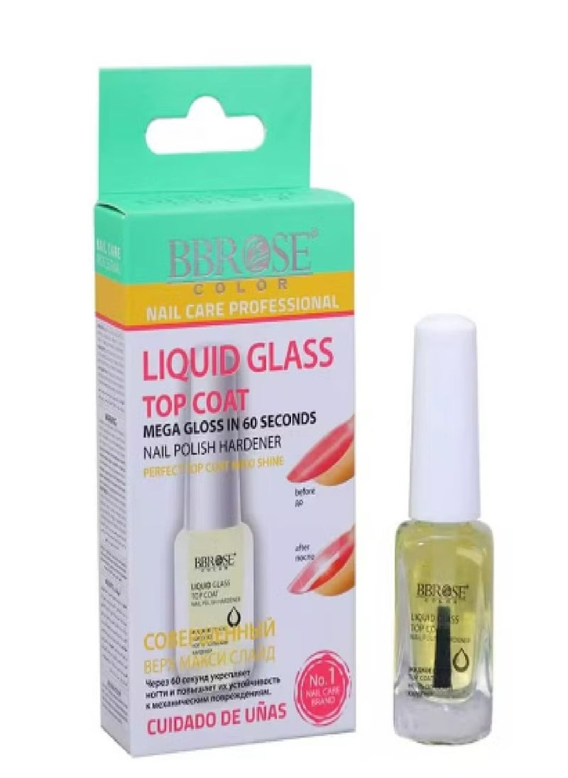BBROSE COSMETICS - Liquid Glass Top Cont Mega Gloss In 60 Seconds Nail Polish Hardener Perfect Top Coat Maxi Shine 14 ML - Image 1