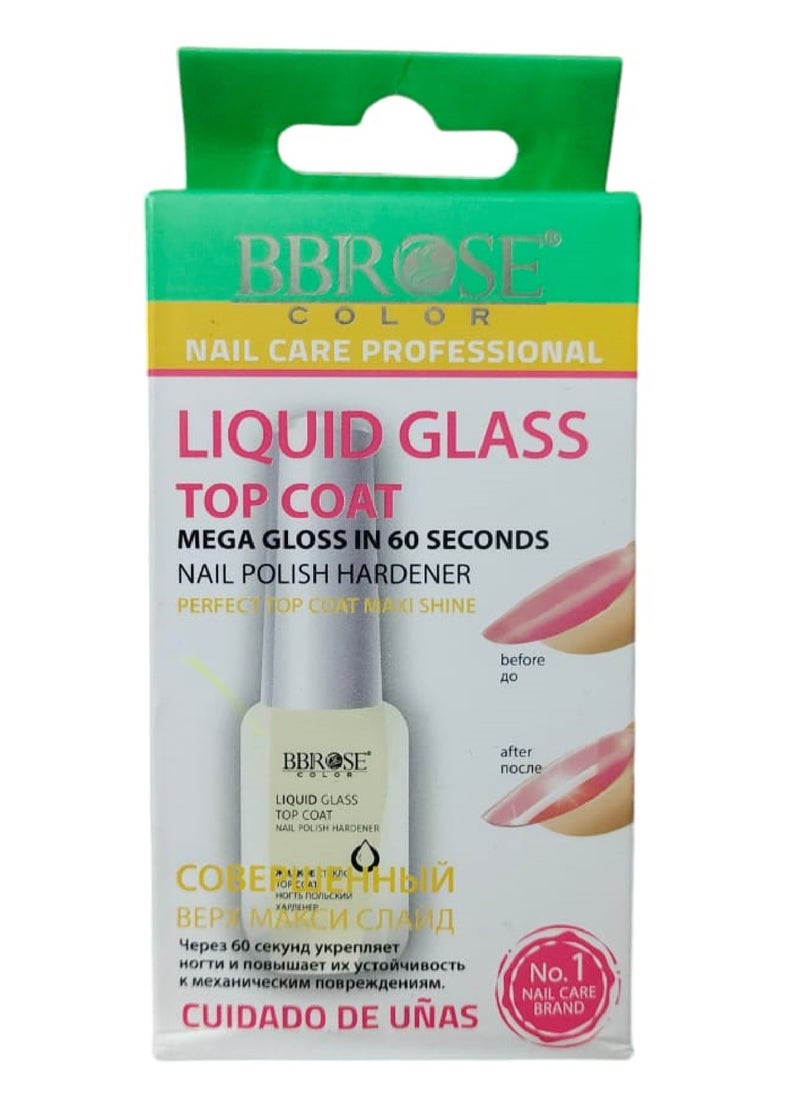 BBROSE COSMETICS - Liquid Glass Top Cont Mega Gloss In 60 Seconds Nail Polish Hardener Perfect Top Coat Maxi Shine 14 ML - Image 1