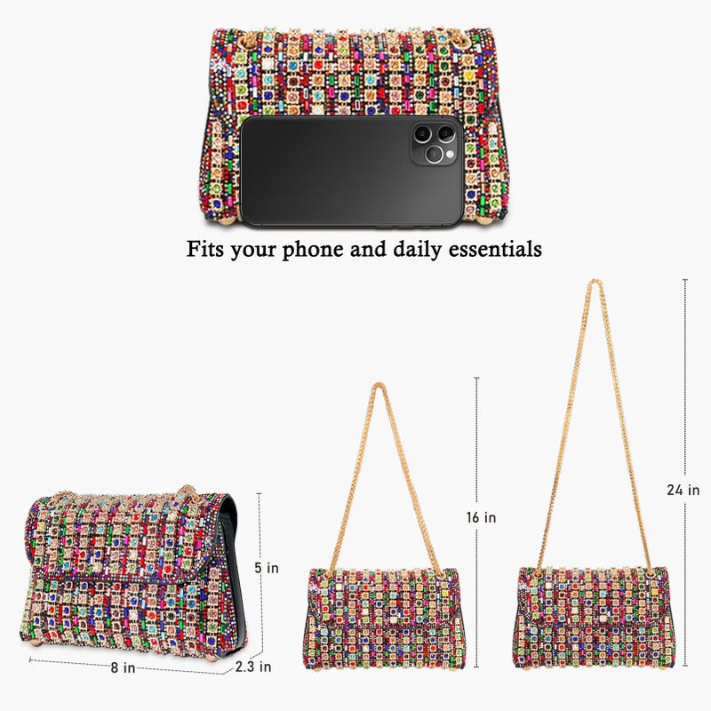 VESONNY Rhinestone Evening Clutch Purse for Women - Sparkling Formal Evening Purse Handbag with Strap for Weddings, Parties, Prom, Cocktail (Multicolored) - Image 5