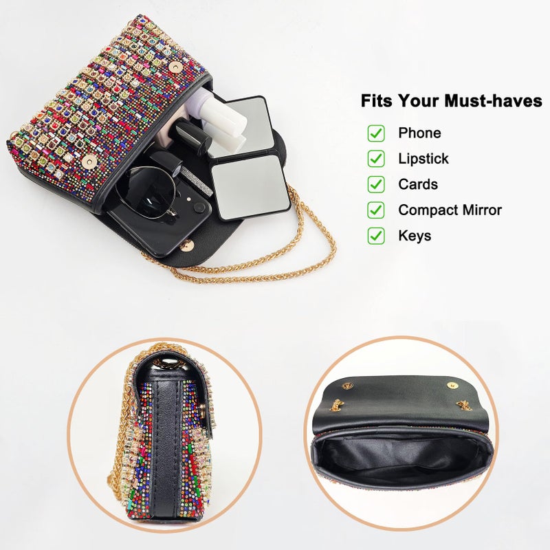 VESONNY Rhinestone Evening Clutch Purse for Women - Sparkling Formal Evening Purse Handbag with Strap for Weddings, Parties, Prom, Cocktail (Multicolored) - Image 4