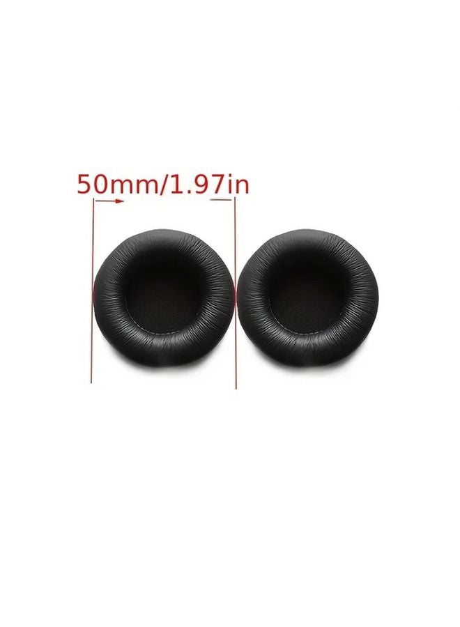 50mm 2pcs PU Leather Headphone Ear Cushions Anti Noise Protective Pads Set - Image 1