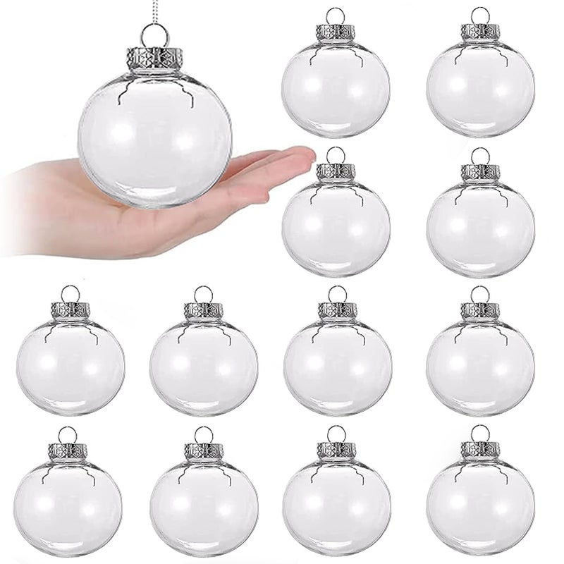 12 Pcs Clear DIY Fillable Ornaments236 Transparent Balls Plastic Baubles for Christmas Halloween Birthday Wedding Decor DIY Crafts Decorations 60 mm