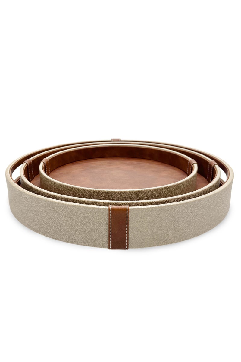 LEART Round Leather Serving Tray – Small, Medium, Large | Trays for Home, Kitchen, Dining Table, and Vanity Decor | Perfect for Appetizer, Food, and Snacks Serving Platter (Round | Set of 3) - Image 1