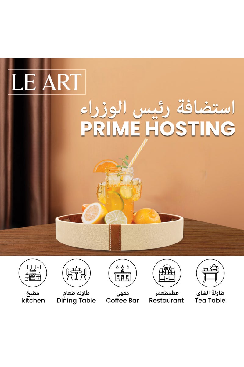 LEART Round Leather Serving Tray – Small, Medium, Large | Trays for Home, Kitchen, Dining Table, and Vanity Decor | Perfect for Appetizer, Food, and Snacks Serving Platter (Round | Set of 3) - Image 4