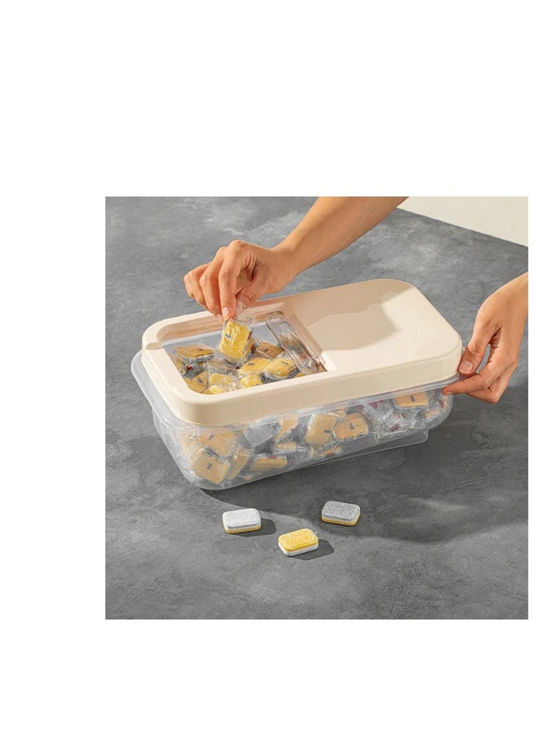 dunya Dunya Plastic 8L Side Storage Container With Top Opening Clear Lid -Turkey made-Beige Cover - Image 5