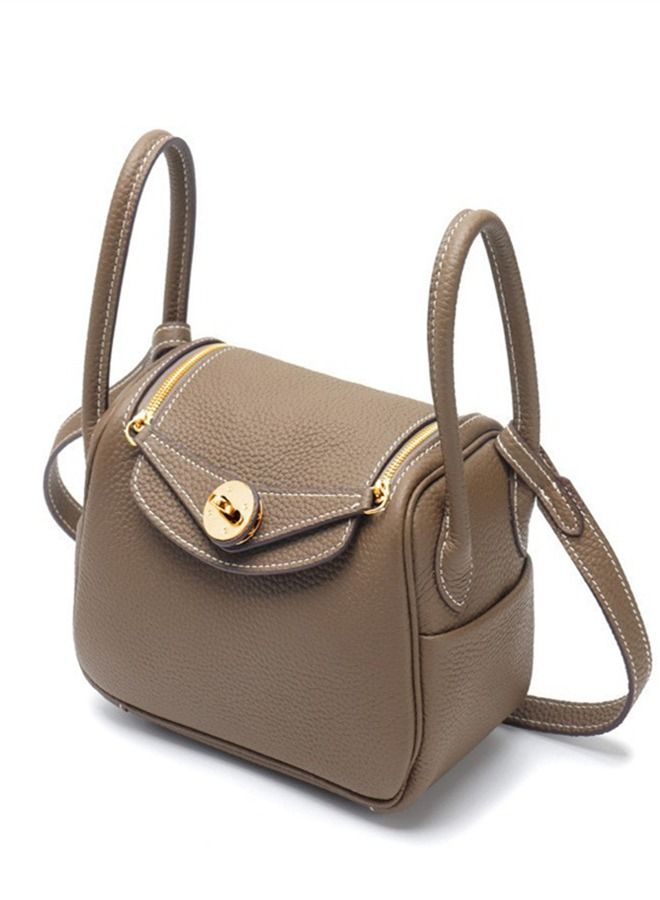 Loquat Leather One-Shoulder Portable Pillow Bag Beige  - Image 1