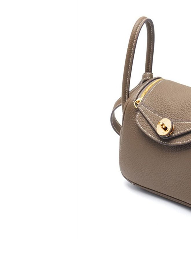 Loquat Leather One-Shoulder Portable Pillow Bag Beige  - Image 3