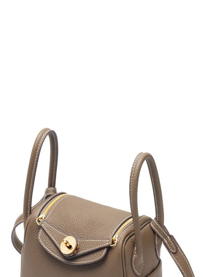 Loquat Leather One-Shoulder Portable Pillow Bag Beige  - Image 2