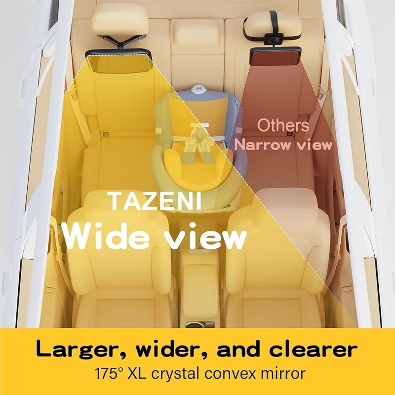 TAZENI Baby Car Mirror for Baby, Stays Stable Hook Clip (No Strap), Baby Mirror for Car Seat Mirror Rear Facing, Easy Install, Back Seat Mirrors for Car, ShatterProof & Crash Tested Baby Shower Gifts - Image 4