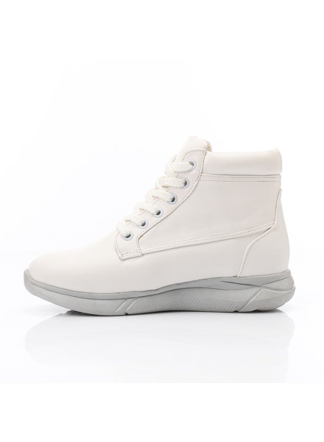 آيس كلوب الدانتيل الأبيض حتى أحذية الكاحل المسطحة - Image 4