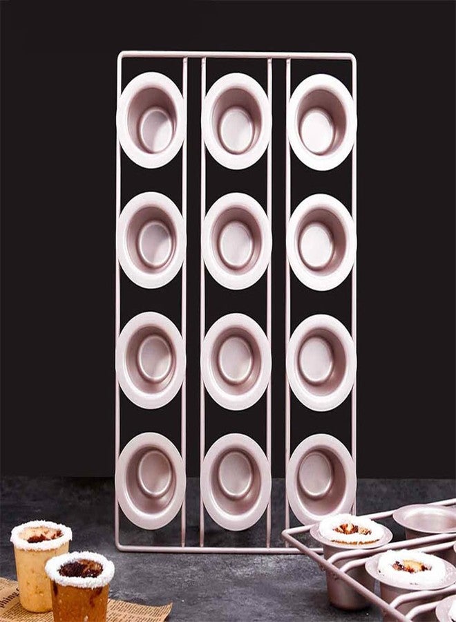 DWWTKL 12-Cavity Popover Pan Non-Stick Yorkshire Muffin Puddings Cake Quiches Cupcake Mold Bakeware for Oven Baking (Champagne Gold) - Image 2