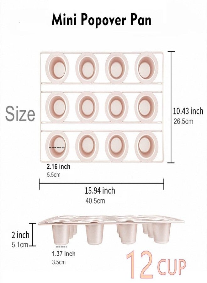 DWWTKL 12-Cavity Popover Pan Non-Stick Yorkshire Muffin Puddings Cake Quiches Cupcake Mold Bakeware for Oven Baking (Champagne Gold) - Image 4